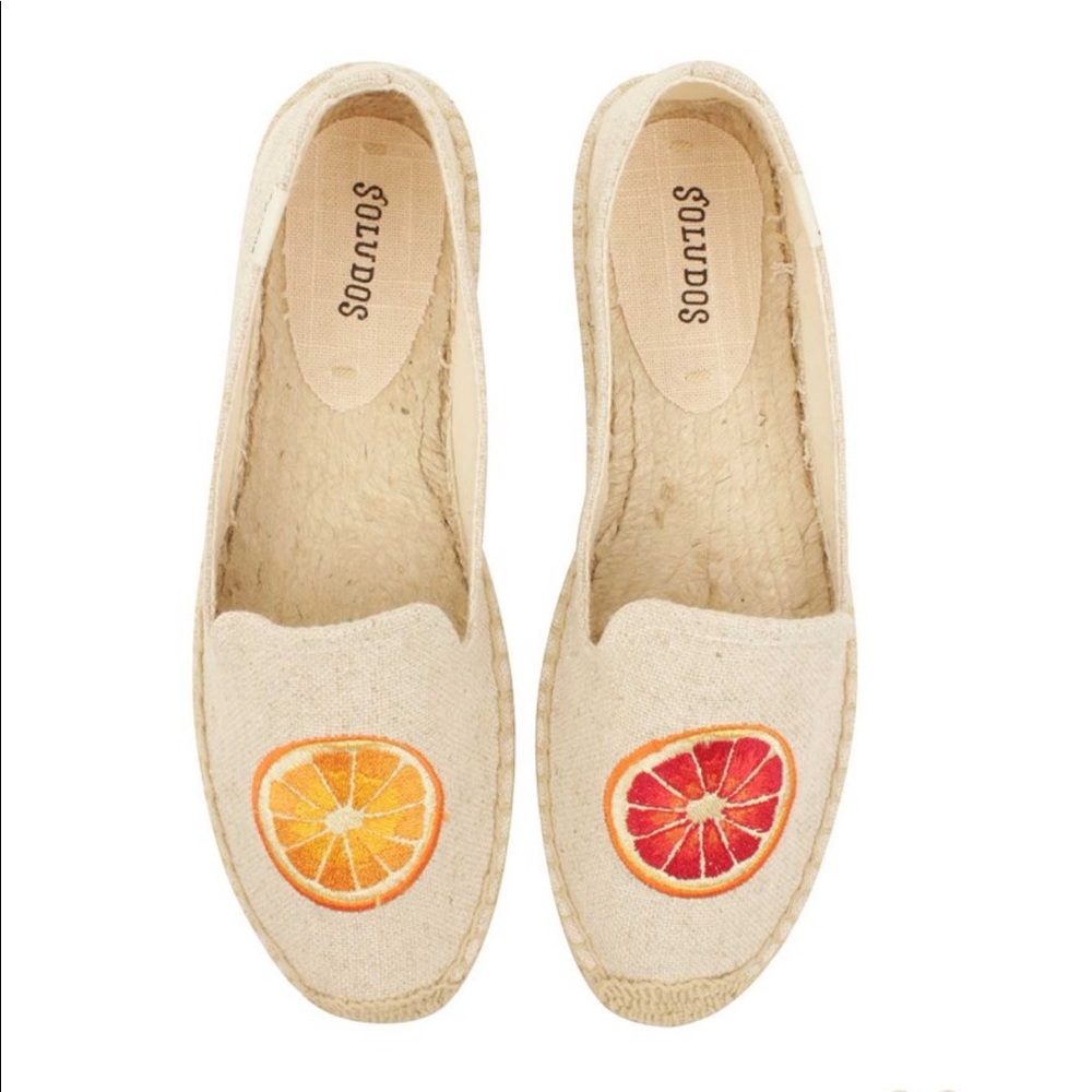Embroidered Smoking Slipper in Sand by Soludos, size 7